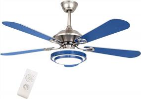 img 4 attached to Modern Blue LED Ceiling Fan With Chandelier - Gdrasuya10 HarBin-Star 52 Inch, 5 Blades, Remote Control, 3 Speeds, 3 Color Dimmable