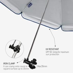 img 1 attached to Stay Cool And Protected Anywhere With AMMSUN Chair Umbrella: Portable Clamp For Beach Chair, Patio Chair, Sport Chair, And More - UPF 50+ Navy Blue