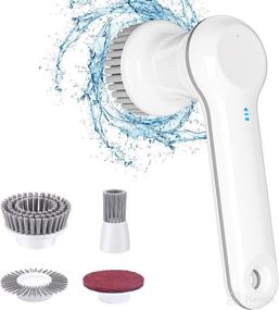 img 4 attached to 🧼 Cordless Electric Spin Scrubber: 4 Replaceable Heads, Waterproof Handheld Shower Scrubber for Bathroom, Kitchen, and More