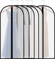 👗 extra long dress garment bags 60in - clear hanging lightweight dust cover with study zipper for clothes storage and travel - pack of 6 логотип