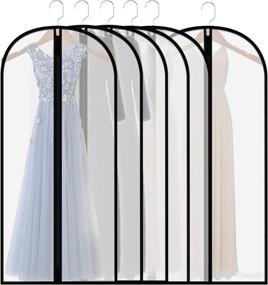 img 4 attached to 👗 Extra Long Dress Garment Bags 60in - Clear Hanging Lightweight Dust Cover with Study Zipper for Clothes Storage and Travel - Pack of 6