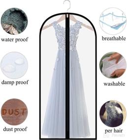 img 3 attached to 👗 Extra Long Dress Garment Bags 60in - Clear Hanging Lightweight Dust Cover with Study Zipper for Clothes Storage and Travel - Pack of 6