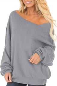 img 4 attached to Women'S Off-Shoulder Baggy Sweatshirt Blouse Long Sleeve Oversized Pullover Jumper