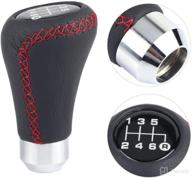 gorgeri red universal car gear shift knob - pu 6 speed shifter stick head with 3 hose spade shift knob - manual gear shift stick логотип