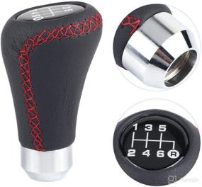 img 4 attached to Gorgeri Red Universal Car Gear Shift Knob - PU 6 Speed Shifter Stick Head with 3 Hose Spade Shift Knob - Manual Gear Shift Stick