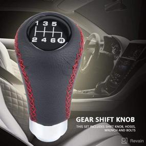 img 2 attached to Gorgeri Red Universal Car Gear Shift Knob - PU 6 Speed Shifter Stick Head with 3 Hose Spade Shift Knob - Manual Gear Shift Stick