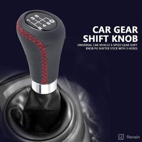 img 3 attached to Gorgeri Red Universal Car Gear Shift Knob - PU 6 Speed Shifter Stick Head with 3 Hose Spade Shift Knob - Manual Gear Shift Stick