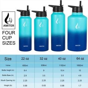 img 2 attached to Stay Hydrated On The Go: AMITER Insulated Water Bottle With Straw And Handle Lid Options In Various Sizes (22Oz-128Oz)