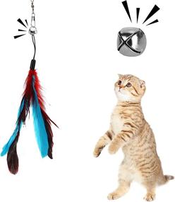 img 1 attached to Interactive Cat Toy Wand With Retractable Feathers And Bell, 5 Assorted Refills Included For Funny Kitten Exercise, Perfect For Indoor Cats - Depets