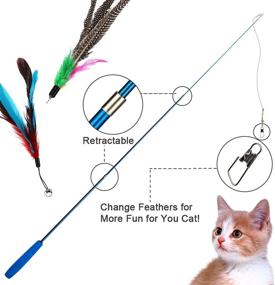 img 2 attached to Interactive Cat Toy Wand With Retractable Feathers And Bell, 5 Assorted Refills Included For Funny Kitten Exercise, Perfect For Indoor Cats - Depets