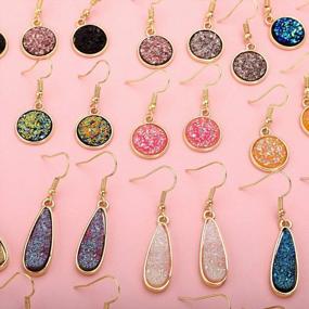 img 2 attached to 16 Pairs Teardrop Crystal Dangle Earrings For Women Girls Boho Rainbow Quartz Cubic Zirconia Hoop Jewelry Set Wedding Christmas Gifts