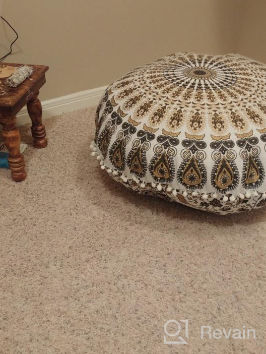 img 1 attached to Shubhlaxmifashion 32" Purple Mandala Floor Pillow Cushion Seating Throw Cover Hippie Decorative Bohemian Ottoman Poufs, Pom Pom Pillow Cases,Boho Indian review by Devin Lukydoo