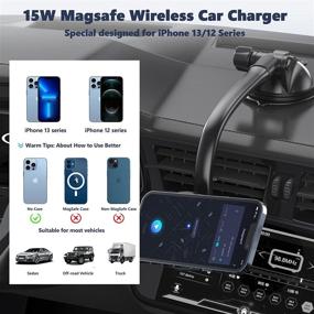 img 2 attached to 🚗 Magsafe Magnetic Wireless Car Charger Mount: Fast Charging Air Vent Clip- iPhone 13/12 Holder (Grey Black)