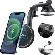 🚗 magsafe magnetic wireless car charger mount: fast charging air vent clip- iphone 13/12 holder (grey black) logo