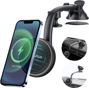 img 4 attached to 🚗 Magsafe Magnetic Wireless Car Charger Mount: Fast Charging Air Vent Clip- iPhone 13/12 Holder (Grey Black)