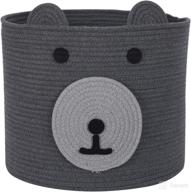 infibay cotton rope storage basket: cute bear design, toy storage 🐻 bin with handles - baby nursery organizer for toys, blanket, clothes, towels logo