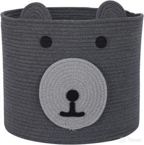 img 4 attached to InfiBay Cotton Rope Storage Basket: Cute Bear Design, Toy Storage 🐻 Bin with Handles - Baby Nursery Organizer for Toys, Blanket, Clothes, Towels