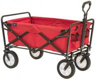 red folding utility wagon with heavy duty steel frame for outdoor camping, garden, and yard - holds up to 150 pounds logo