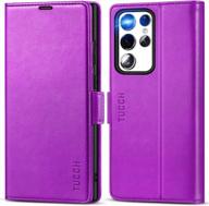 tucch galaxy s23 ultra wallet case: rfid blocking & shockproof protection in stylish purple pu leather logo