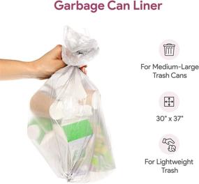 img 2 attached to 🗑️ Clear Garbage Can Liners 20-30 Gallon - 50 Count, Medium-Large Size, High Density, 10 Microns - Lightweight & Thin Trash Bags for Office, Home, Hospital - 2 Coreless Rolls