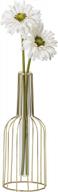 gold geometric test tube vase with metal frame - perfect table centerpiece for dining room decor (4"x10.5"h) logo