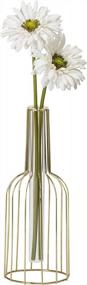 img 4 attached to Gold Geometric Test Tube Vase With Metal Frame - Perfect Table Centerpiece For Dining Room Decor (4"X10.5"H)
