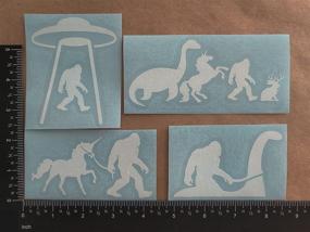 img 3 attached to Sasquatch and Friends Decal 4 Pack: Bigfoot, UFO, Loch Ness, Jackalope, Unicorn | White, Small Size ~3.5 Inch