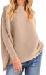 prinbara women's long sleeve crewneck drop shoulder oversized slouchy sweatshirt pullover sweater with slit 1 logo