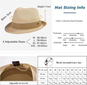img 3 attached to Packable Straw Fedora Panama Hat For Sun Protection & Style - Unisex Cuban Trilby, Ideal For Summer Beach 55-64Cm