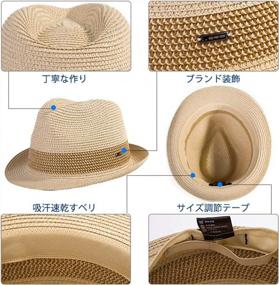 img 1 attached to Packable Straw Fedora Panama Hat For Sun Protection & Style - Unisex Cuban Trilby, Ideal For Summer Beach 55-64Cm
