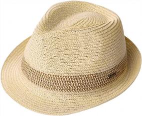 img 4 attached to Packable Straw Fedora Panama Hat For Sun Protection & Style - Unisex Cuban Trilby, Ideal For Summer Beach 55-64Cm