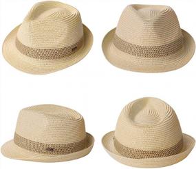 img 2 attached to Packable Straw Fedora Panama Hat For Sun Protection & Style - Unisex Cuban Trilby, Ideal For Summer Beach 55-64Cm