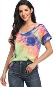 img 2 attached to Ruiyige Loose And Casual V-Neck Shirts For Women With Short Sleeves