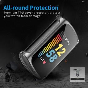 img 3 attached to NANW 3-Pack Screen Protector Compatible With Fitbit Charge 5 (Not For Charge 4/3), TPU Rugged Bumper Case Cover All-Around Protective Plated Bumper Shell Accessories For Charge 5 Smartwatch