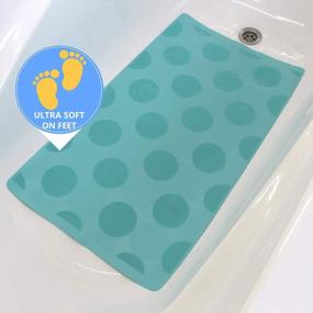 img 3 attached to SAFELAND Patented Non-Slip Bath, Shower, Tub Mat, 28X16 Inch, TPR Material, Eco-Friendly, Non-PVC, Machine Washable, Extra-Soft, With Powerful Gripping Suction Cups, Pop Circle– Aqua
