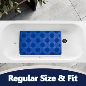 img 1 attached to SAFELAND Patented Non-Slip Bath, Shower, Tub Mat, 28X16 Inch, TPR Material, Eco-Friendly, Non-PVC, Machine Washable, Extra-Soft, With Powerful Gripping Suction Cups, Pop Circle– Aqua