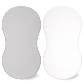 img 4 attached to Cuddly Cotton Fitted Sheets For Baby Boy & Girl - Compatible With Halo Bassinet Swivel Sleeper | 2 Pack Pale Grey & White | Adapts To Hourglass Mattress Sheet | 31.5''X18''