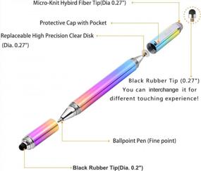 img 1 attached to Yacig 4-in-1 Capacitive Stylus Pen – High Sensitivity & Precision Touch Screen Stylus with Clear Disc Tip, Black Rubber Tip & Mesh Fiber Tip – Compatible with All Universal Touch Screen Devices – Dreamy Rainbow