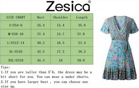 img 1 attached to Women'S Summer Floral Print Wrap V Neck A Line Beach Mini Dress By ZESICA