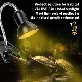 img 1 attached to 🔥 50W Reptile Heat Lamp Set: 2 Bulbs with 360°Rotatable Clip - Basking Spot & Adjustable Clamp Lamp for Aquarium, Lizard, Turtle, Snake & Amphibian: UVA UVB Bulb Included