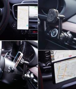 img 1 attached to 🚗 Improved Ringke Power Clip Magnetic Car Mount Holder - Premium Air Vent Cradle with 360° Rotation and Long Reach Neck - Universal Smartphone Automobile Mounts