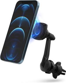 img 4 attached to 🚗 Improved Ringke Power Clip Magnetic Car Mount Holder - Premium Air Vent Cradle with 360° Rotation and Long Reach Neck - Universal Smartphone Automobile Mounts