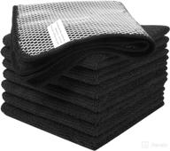 🧽 vivote microfiber dish cloth 8-pack: poly mesh scrubbing for efficient washing, kitchen cleaning rags, 12" x 12" (black) logo