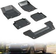 🚙 2021-2022 jeep grand cherokee l all-weather waterproof 3d floor liners, a & utv pro front and rear floor mats, tpe slush liner black accessories, replace part number 82216590aa logo