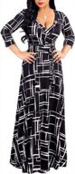 shekiss women's floral maxi dress with belt - v-neck, long sleeves, floor length - ideal for parties, proms, and casual settings (black) logo