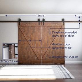img 1 attached to Transform Your Space With SMARTSTANDARD 16Ft Double Barn Door Hardware Kit - Heavy Duty, Quiet And Smooth Operation - Easy Step-By-Step Installation - Fits 42"-48" Wide Door Panel (Bigwheel Hanger)