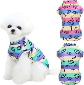 img 4 attached to 🐶 KUDES 2 Pack Graffiti Striped Dog Shirt Puppy Clothes: Stylish Pet Apparel for Small Medium Boys Girls