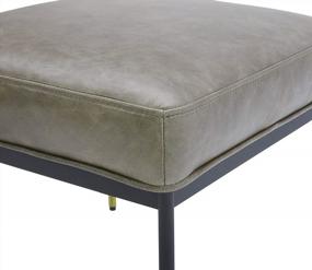 img 2 attached to Modern Grey Leather Ottoman Stool With Metal Legs By Rivet - Amazon Brand, 16.9"H For Style And Comfort