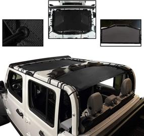 img 2 attached to 🚙 Jeep Gladiator JT 4 Door Top Sunshade by Shadeidea - Front & Rear (2-Piece Set) | Black Mesh Screen Wrangler Cover with UV Blocking | Includes GrabBag Pouch | Lasts 10 Years (2018 - Current)