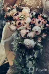 img 8 attached to Stunning Handmade Artificial Peony Rose Wedding Bouquets For Brides And Bridesmaids - Pink